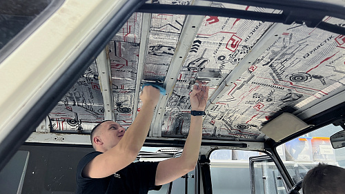 Виброизоляция крыши УАЗ Хантер